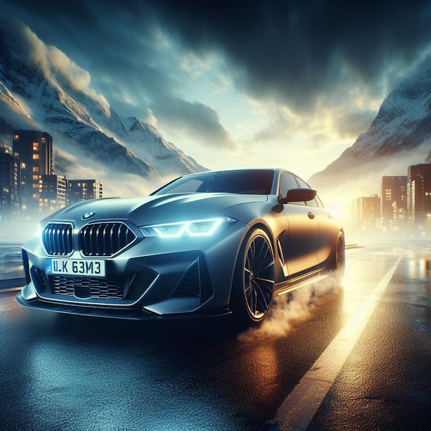 visual masterpiece hyperrealistic BMW scene in 8K ultrawide angles meticulous color grading