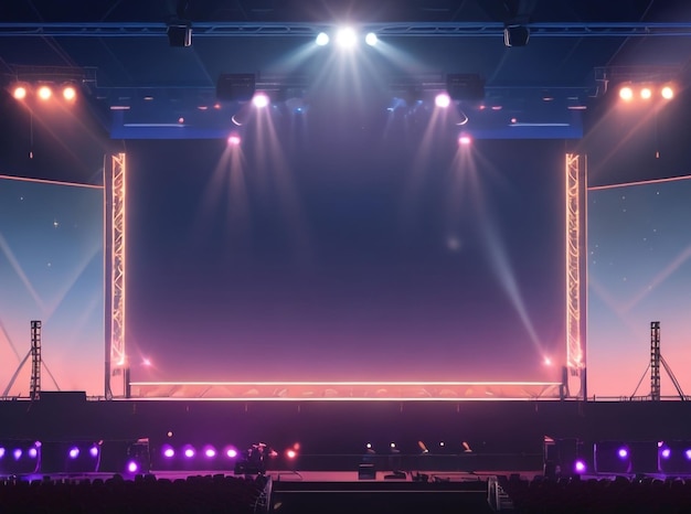 Photo visual novel style large concert lights view from the crowd