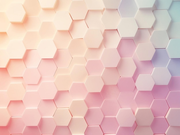 Visual pattern composed of perfectly defined hexagons each one of them with soft and pastel colors