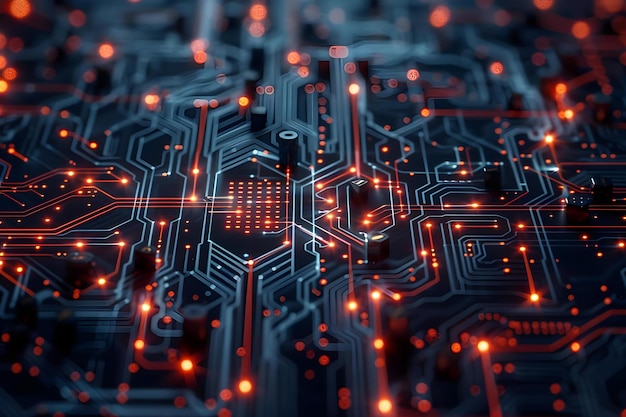 visual representation of advanced computer technology and machine learning using d circuit board simulation concept computer technology machine learning circuit board simulation