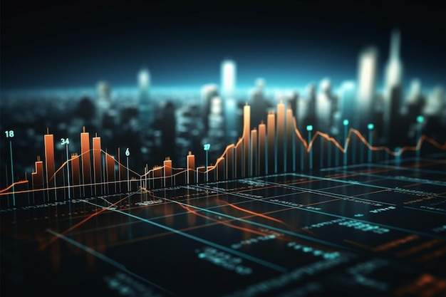 Visual representation of business and stock market performance over time