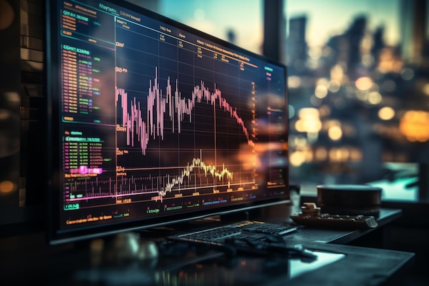 Visual representation of financial data showcased on screen graph illuminating economic metrics