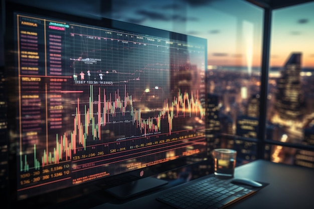 Visual representation of financial data showcased on screen graph illuminating economic metrics