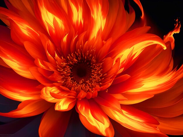 Photo visual representation of a flower enveloped in the blazing flames of fire this captivating image