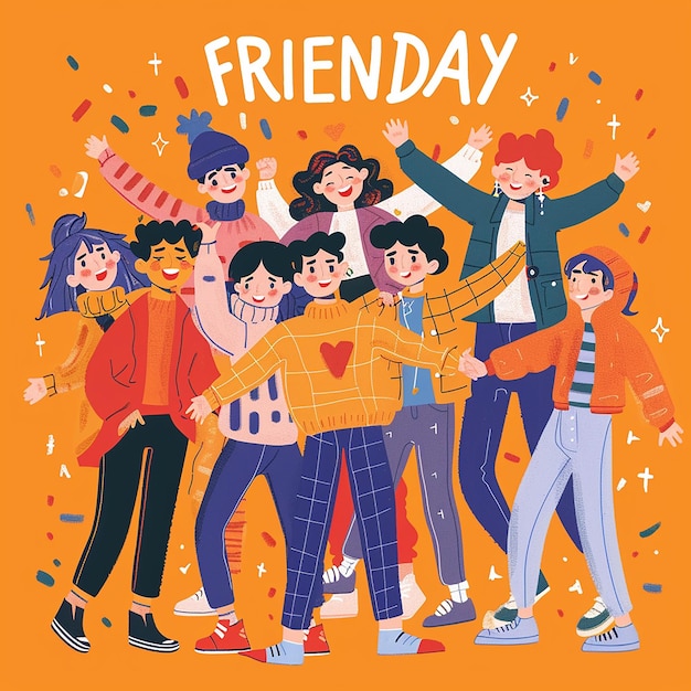 Photo visual representation of a group of friends celebrating frienday they are a bunch of friends and fr