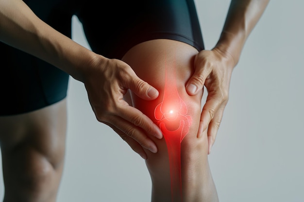 Visual Representation of Knee Pain with Red Glow Indicating Discomfort