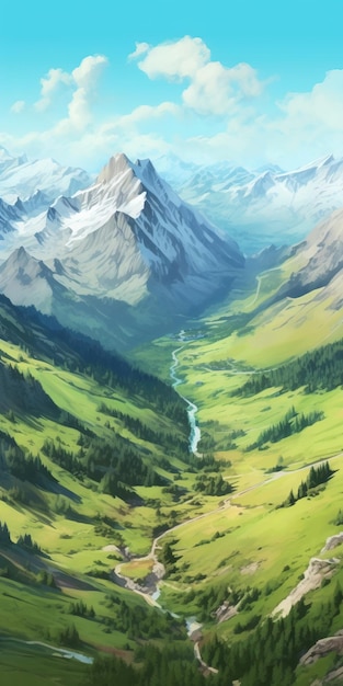 Visual representation of mountains ai image generated on white background