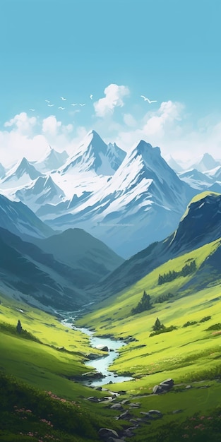 Visual representation of mountains ai image generated on white background