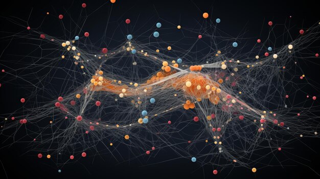 Photo a visual representation of neural networks with interconnected nodes and flowing information, representing the computational processes and learning capabilities of ai systems. ai generative.