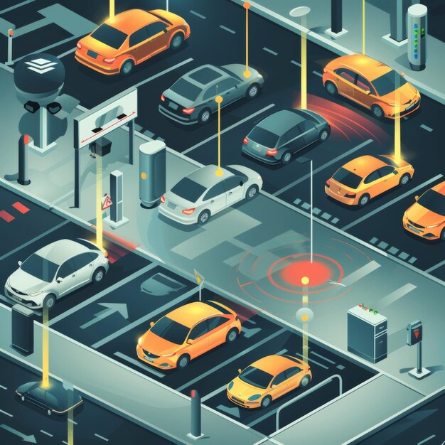 visual representation of a smart lpr camera parking system with automated number plate recognition