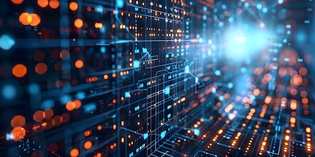 visual representation of technology concepts digital display with data analysis and network communication symbols concept technology concepts data analysis network communication digital display