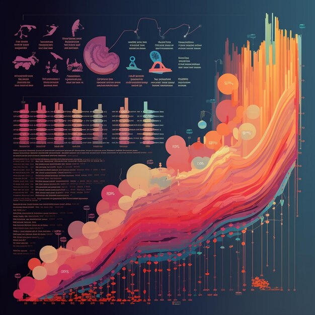 Foto visual symphony visualizzazione di dati vibranti e illustrazioni astratte per il design creativo