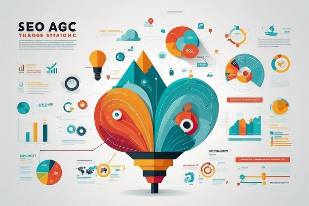 Foto visual voyage verkent seo-strategieën door middel van infographics