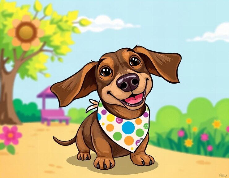 फोटो visual whimsical illustration of a playful dachshund