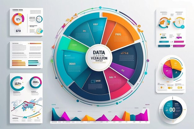 Foto visualisatie van bedrijfsgegevens procesdiagram abstracte elementen van grafiek infografiek