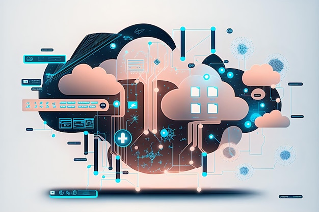 Visualiseer de kracht van cloud computing met deze futuristische illustratie