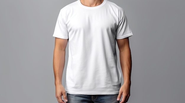 Visualiseren van een professionele t-shirt vol wit in een lege mockup vaste achtergrond Generatieve AI