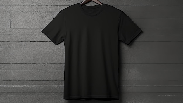 Visualiseren van een professionele t-shirt vol zwart in een lege mockup vaste achtergrond Generatieve AI
