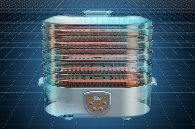 Visualization 3d cad model of Electric Food Dehydrator blueprint 3D rendering