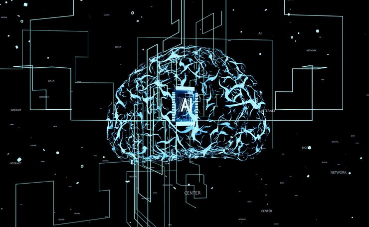 Photo visualization of artificial neurons organized into multiple layers, 3d render animation. ai processes input using algorithm set to find patterns in data and provide output