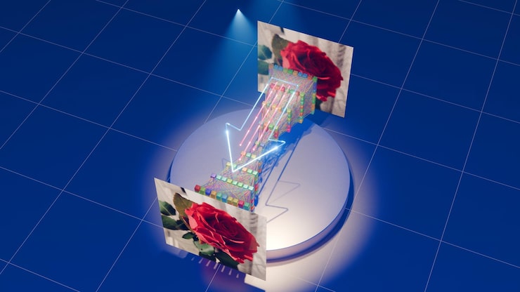 Photo 自動編碼器的可視化,從噪音輸入到乾淨輸出3d染