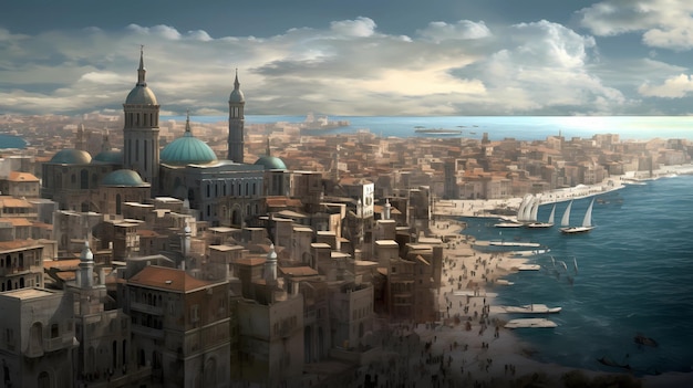 The visualization of the bustling city of Alexandria wallpaper