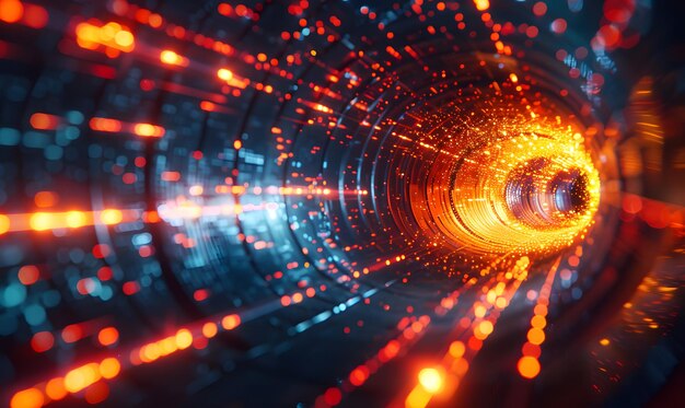 visualization of data streams in a data network arranged in circular lines abstract background created with generative ai