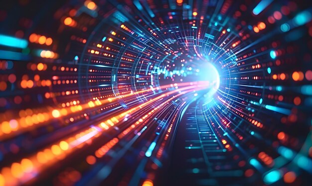 visualization of data streams in a data network arranged in circular lines abstract background created with generative ai