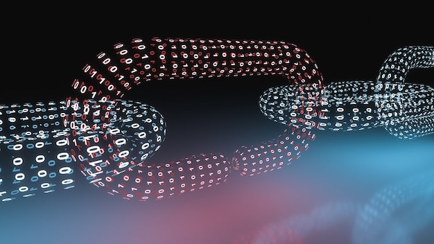 デジタルブロックチェーンシステムの視覚化。
