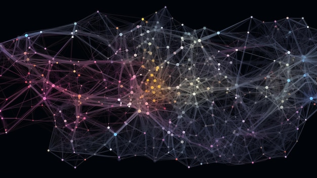 Photo a visualization of interconnected nodes in a transportation network showcasing routes and connectio