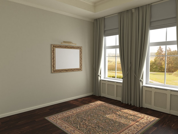 Photo visualization of a large empty interior 3d illustration cg render