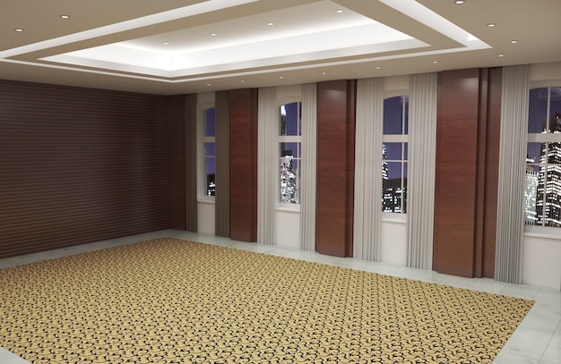 visualization of a large empty interior 3D illustration cg render