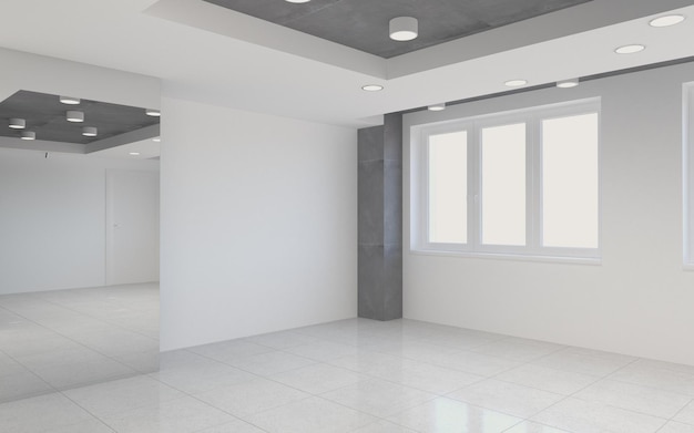 visualization of a large empty interior 3D illustration cg render