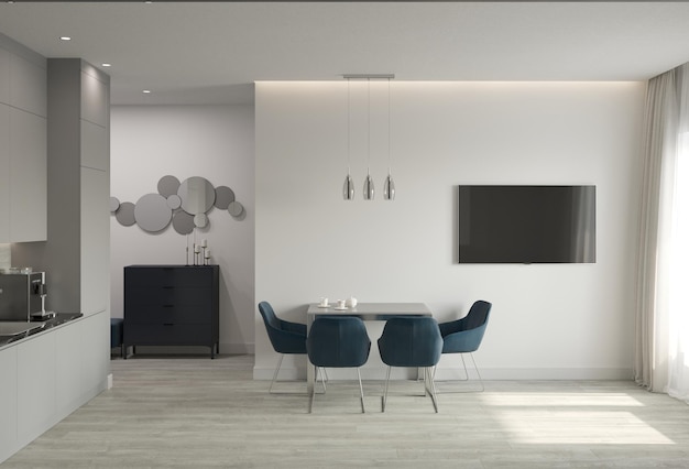 visualization of modern residential interior design 3D illustration cg render