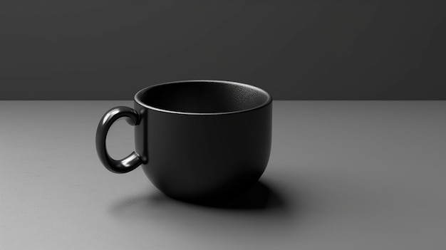 Фото Визуализируйте профессиональную чашку, полную черного цвета, в пустом макете с твердым фоном.