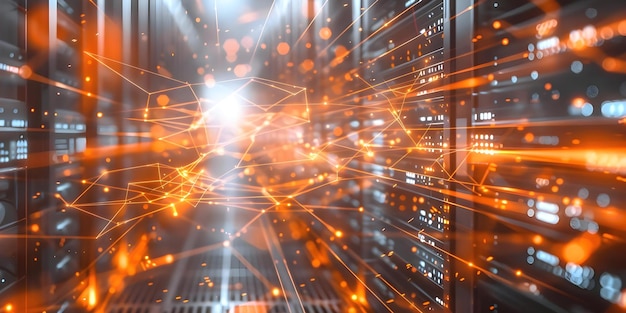visualize iot data flow in modern data center server racks using vfx concept iot data flow data center server racks vfx visualization
