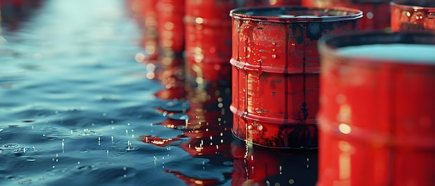 写真 環境汚染の視覚化 赤い金属ののレンダリング 漏れた石油の概念 環境汚汚染 3dレンダリング 金属のの石油漏れ
