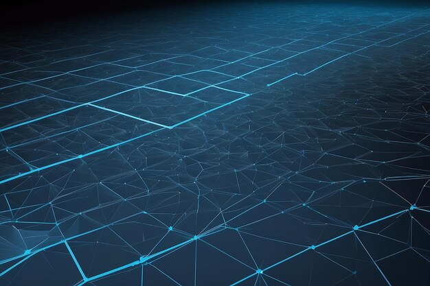 Visualizing the future geometric grid vector background with blue mesh and perspective grid wireframe