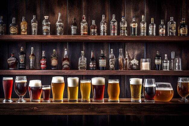 A visually appealing image of various beer styles ai generated