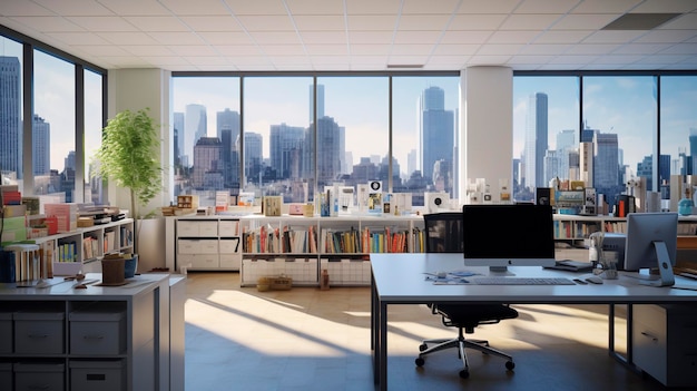A visually appealing shot of a clean and organized office environment