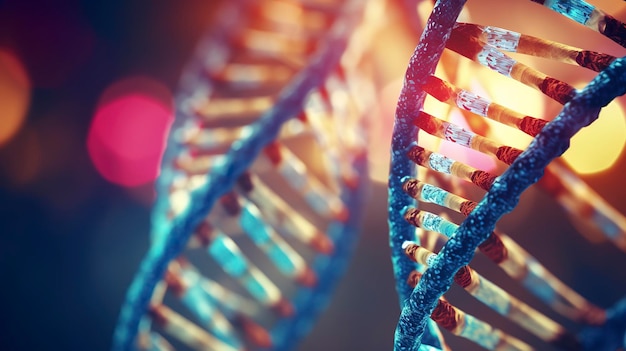 유전학의 기초를 나타내는 DNA 이중 나선 구조의 시각적으로 매력적인 샷