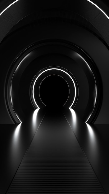 A visually arresting luminous tunnel composed of concentric rings of brilliant white light exuding a sense of depth and infinity