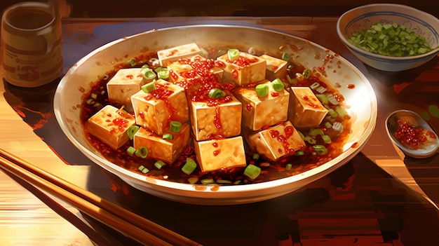 Photo visually_captivating_mapo_tofu_arrangement