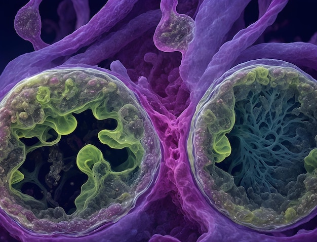 A visually descriptive and detailed image of cancer cells Ai generated