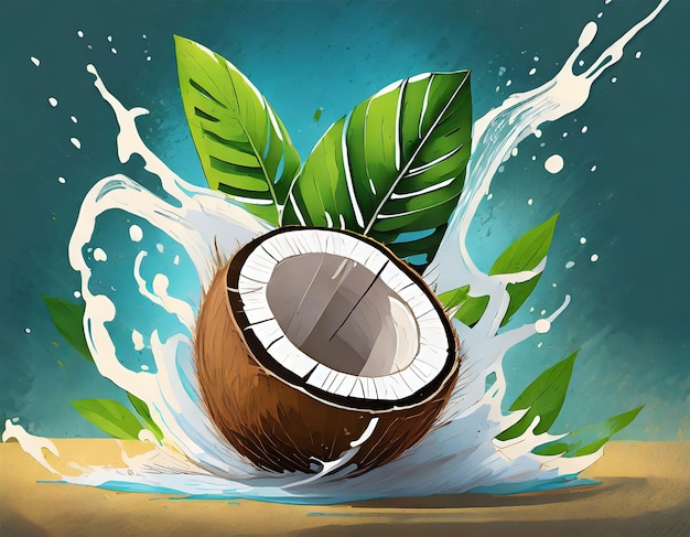 a visually engaging graphic for fitness related content depicting a fresh coconut