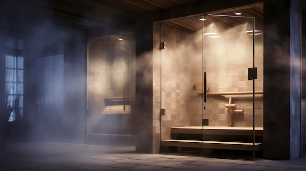 A visually enticing shot of the interior of a spa steam room