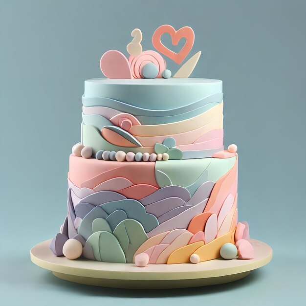 Foto un modello di torta 3d visivamente piacevole in stile cartone animato
