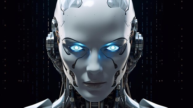 A visually representation of an ultra realistic robot humanlike work head robot