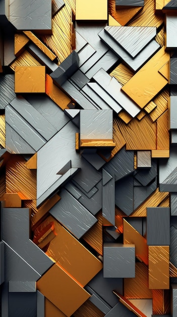 Visually Striking Abstract Composition with Metallic Silver Gold and Bronze AI Generated