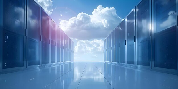 visuals of cloud infrastructure demonstrating the integration of servers storage and databases for accessible and scalable computing concept cloud computing server integration storage systems